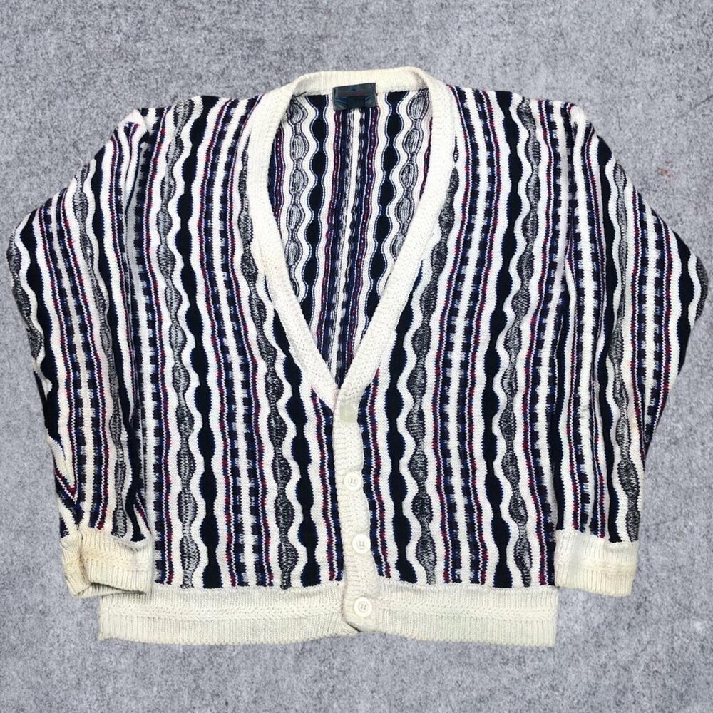 Vintage 80s 90s Etchings Coogi Style Cardigan Sweater Adult Size Medium‎
